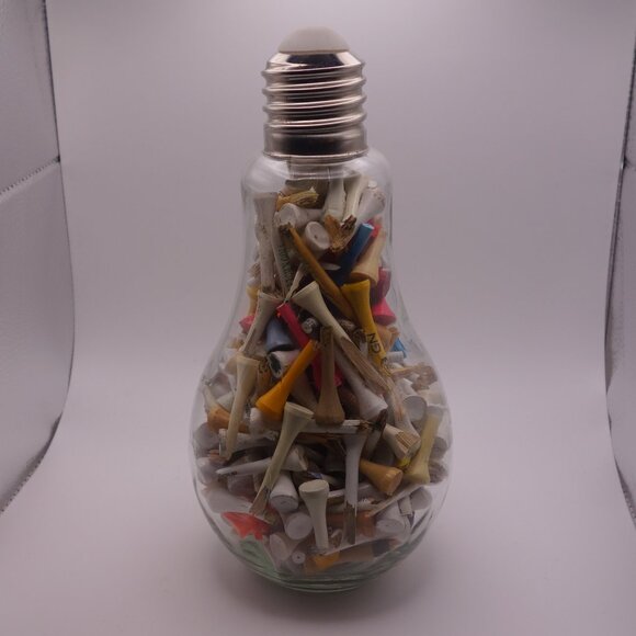 Decorative Standing Light Bulb filled with Broken Golf Tees - Picture 1 of 13